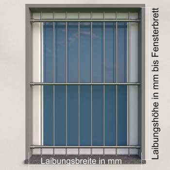 Fenstergitter abnehmbar 40x40mm / Höhe 900 - 1599mm / 3 Gurte